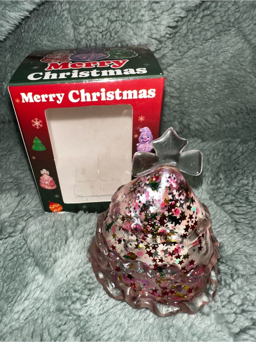Merry Christmas Pink Glitter Tree squishy - sensory toy